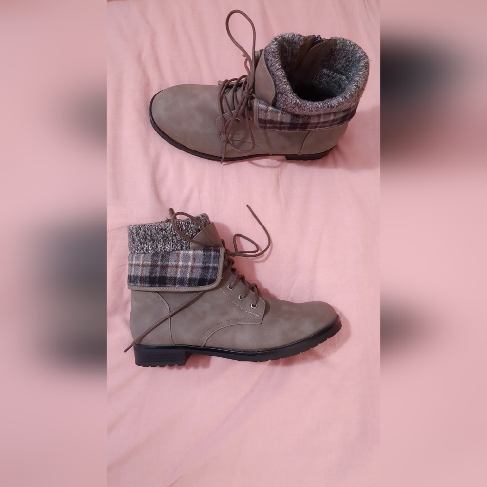 Torrid grey plaid boots